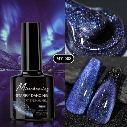 Romantic Galaxy Cat Eye Gel Nail Polish Semi-permanent Glitter Soak Off UV Holographic Magnetic Rainbow Gel for Nail Manicure