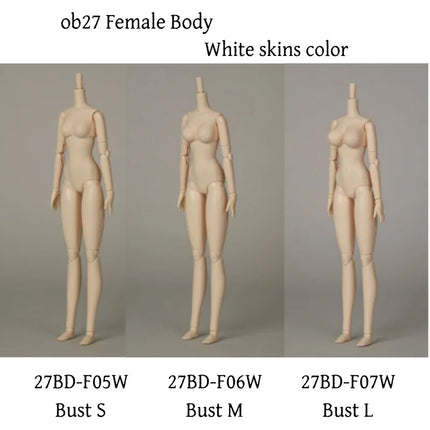 Obitsu BJD/OB Doll 27 Body Ob27 Body Doll Female BUST S M L Obitsu Body Blythe White Muscle Normal Muscle Body Blythe