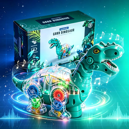 Kids Electric Dinosaur Toy – Light & Music-Visible Gear Science Toy, Auto Walking Universal Wheels,, Dino Gift for 3+ Boys