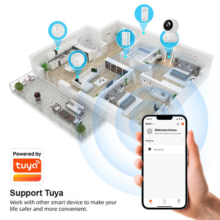 FUERS 4K 8MP WiFi IP Pet Camera Dog Camera Tuya Smart Home Security Wireless Surveillance Camera Baby Monitor Mini Cam