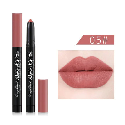 12 Colors Lipstick Pencil Matte Velvet Waterproof Long-lasting Non-stick Cup Lip Stick Sexy Rose Red Automatic Lip Liner Makeup