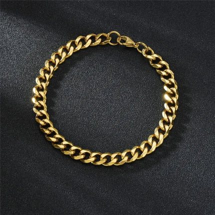LETAPI Fashion Stainless Steel Curb Cuban Chain Bracelet for Men Women Hip Hop Couple Unisex Wrist Hand Jewelry Gift Party