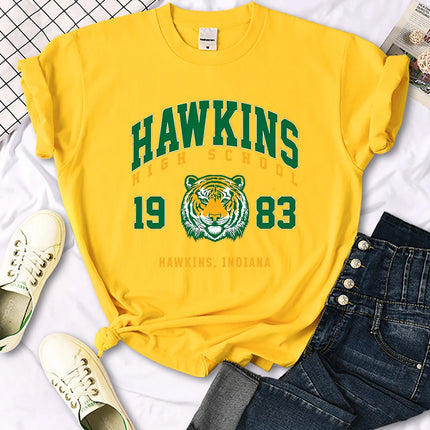 Hawkins High School 1983 Printed Women T-Shirt New Harajuku Tee Shirts Street Fashion Streetwear Casual Crewneck Clothing