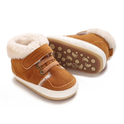 HAIZHIW 0-18M NEW Winter Baby Boys Girls High Tops Sneakers Rubber Anti-Slip Sole Fleece for Warmth Infant Newborn Shoes