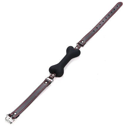 Cute Solid Leather Harness Mouth Silicone Dog Bone Ball Gag BDSM Mouth Plug Couples Flirting Sex Products For Women Sexy Toys