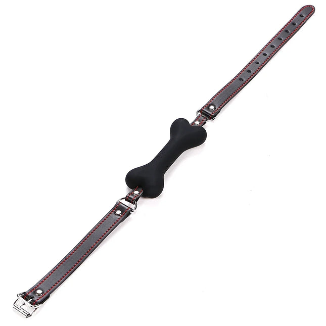 Cute Solid Leather Harness Mouth Silicone Dog Bone Ball Gag BDSM Mouth Plug Couples Flirting Sex Products For Women Sexy Toys