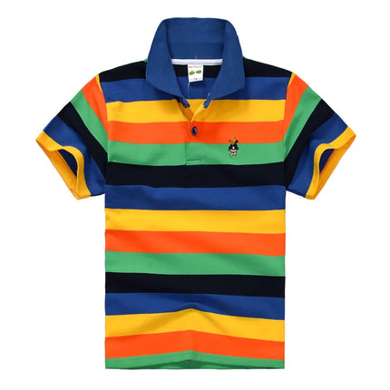 Summer Kids Polo Shirts Children's Short Sleeve Boys Top Polo Shirt Color Striped Teens Cotton Girls School Shirts 2-14Years