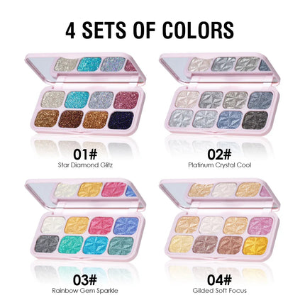 Creamy Eyeshadow Palette 8 Shade Set Buildable Sparkle and Highlight Easy Blend No Fallout for Woman Girl Quick Makeup Essential