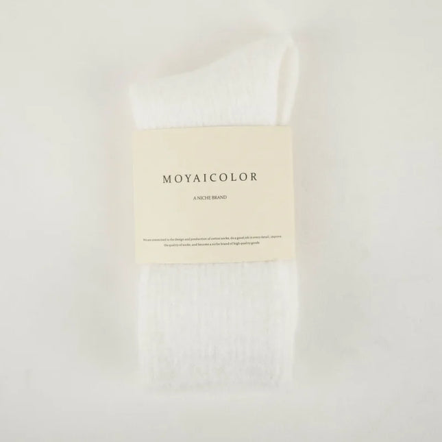 1 Pair Mid Tube Socks for Women Solid Color with Fleece Thickened Warm Floor Socks Winter Thermal Sleep Socks Set High Quality