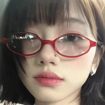 Retro Fashion Red Green Small Square Oval Frame Glasses Women Girls Y2K  Anti Blue Light Glass Reading Eyeglasses Decor Eyewear