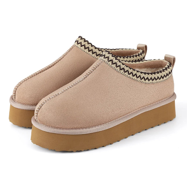 Comwarm Winter Fuzzy Women's Slippers Fluffy Warm Outdoor Slides High Quality Cotton Shoes Platform Plush Lining Women Slippers