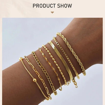 Non Tarnish Stainless Steel Bracelet Stackable for Women, Thin Herribone Chain Bracelet Waterproof Gold Plated Jewelry
