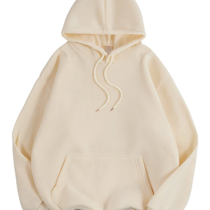 Basic Winter Women's Solid Hoodies Stretch Fleece Comfortable Sweatshirts Loose Pocket Warm Clothes New Street Female Pullover