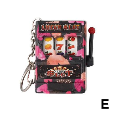 Creative Playable Mini Fruit Machine Keychain Lottery Machine Game Keychain Pendant Simulation Toy Key Gift Accessories