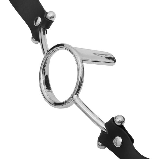 BDSM Tongue Pressure Slave Gag,Leather Stainless Steel Ring Mouth Gags,Sex Toys for Couples,Submissive Bondage,Deep Throat
