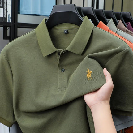 100% pure cotton fashion luxury brand pony embroidered comfortable POLO shirt for summer men's new striped exquisite short sleeve