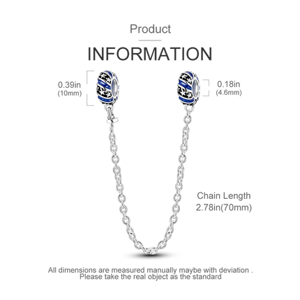 Sparkling Clear Silver Safety Chain 925 Sterling Silver Safety Chain Charm Beads Fit Original Bangle Bracelet DIY Jewelry
