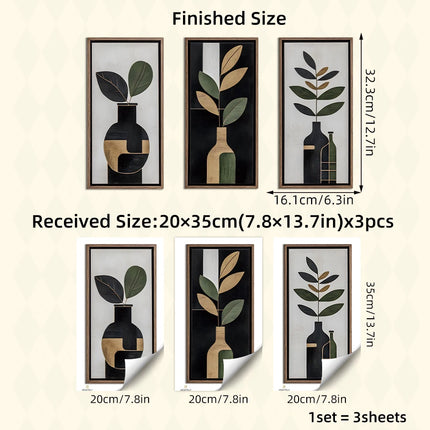 Imitation Wall Painting Realistic Vase Self-adhesive Wall Stickers Home Decoration for Living Room Bedroom Wall Art Decals