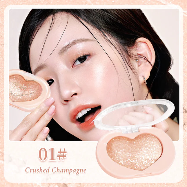 Single Color Eye & Face Highlighter - Glittery Pearl Finish, Shimmering & Brightening, Long-Lasting Radiant Contouring Makeup