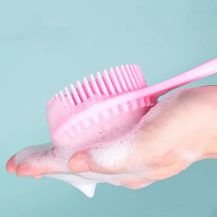 Silicone Long Handle Shower Brush Soft Haired Lazy Bath Tools Back Scrubber Sponge Exfoliating Skin Massager