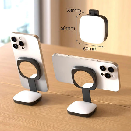 Magnetic Selfie Light Compatible with MagSafe for iPhone Rechargeable LED Fill Light with Mirror 5 Color Temps Foldable  Light