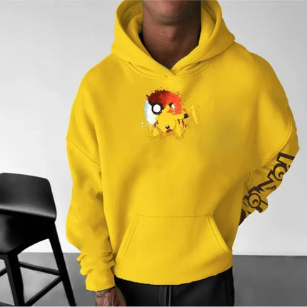 Men's New  Autumn/Winter New Pokémon Game Pikachu Printed Hoodie Men's and Women's  Harajuku Large Size Casual Trend Sweater Top