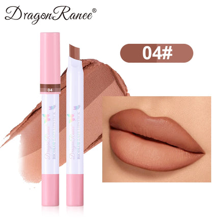 Two-Color Lipstick Pen, Matte Matte Finish, Long-Lasting Makeup Effect, Two-Color, Delicate, Waterproof, Non-Fading Lip Gloss, Natural and Easy to Apply Lipstick