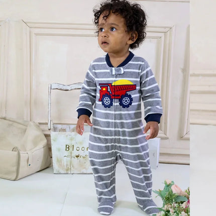 Newborn Baby Rompers Autumn Winter Zipper Fleece Sleepsuit Clothes Cute Fox Animal Footed Warm Baby Pajamas Babe Jumpsuit 0-12M