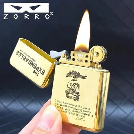 ZORRO 790 Genuine Ultra-thin Windproof Original Copper Lighter Double-sided Engraved Wheel Lighter Lighter Men's High-end Gifts