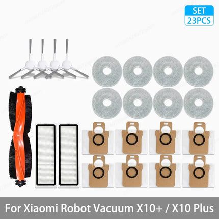 For Xiaomi Robot Vacuum X10+ / X10 Plus Parts Accessories Main Brush Side Brush Hepa Filter Mop Cloth Dust Bag Replacement Spare