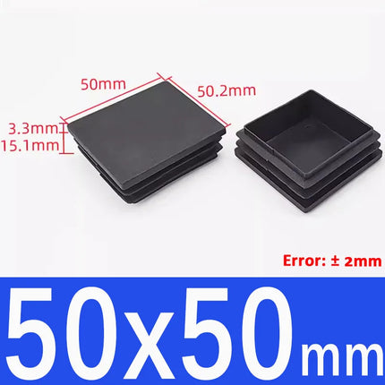 15x15mm-50x100mm Black Blanking End Caps Furniture Leg Tube Pipe Insert Plugs Rectangle/Square Dust Stopper
