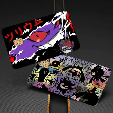 P-Pokemon Gengar Anime Diy Credit Debit Card Sticker Party Sticker Decoration Waterproof Small Chip Card Skin Sticker