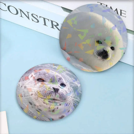 Cute Seal Sea Laser Button Pins Backpack Clothing Decor Brooch Fiction Badge Jewelry Gifts