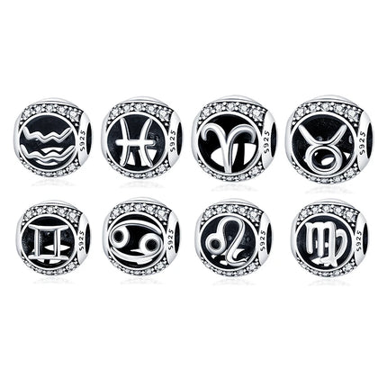 Hot Sale 925 Sterling Silver 12 Constellation Beads Charm Fit Original Pand 3mm Bracelet For Women Jewelry Birthday Fashion Gift