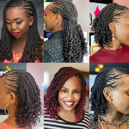 1/3/8 Packs 15-120 Strands Senegalese Twist Crochet Hair Kinky Twist Crochet Braiding Hair with Curly Ends Rope Twist Synthetic