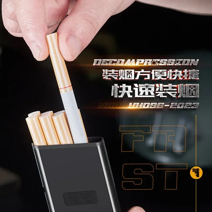 Capacity 10PCS Pistol Style Lighters with 3 Cigarette Case Jet Blue Flame Gas Lighter Windproof Cigar Lighter Gadgets for Men