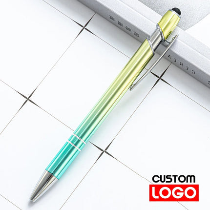 10-200Pcs Touch Screen Ballpoint Pen Gradient Color Aluminum Rod Pen Wholesale Text Name Metal Advertising Pen Engraving Logo
