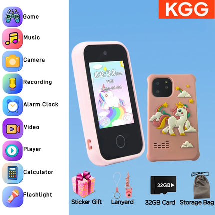 New Kids Smart Phone Toys Unicorn Toddler Play Phone Dual Camera Cell Phone Travel Toy Preschool Learning for Boys Girls Gifts