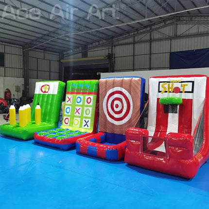 4 in 1 Or seperate game Inflatable Carnival Game, Inflatable Basketball Hoop, Target Ring Tossing Game Party Sport Games