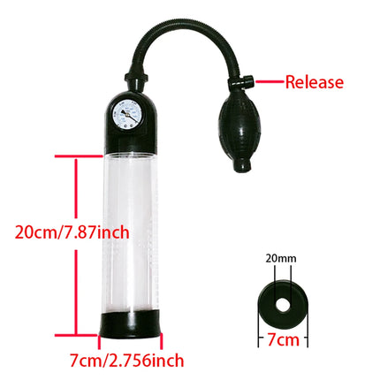 Penis Extender Enlarger Manual Vacuum Pump With Pressure Gauge  Cock Exercises Training Device Stronger Bigger Ejaculation 18+
