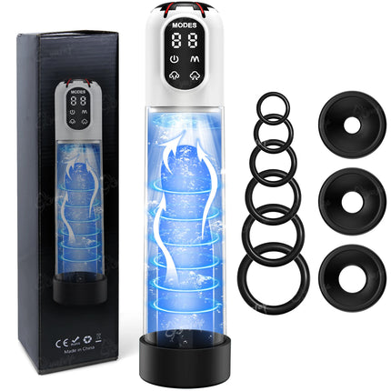 Rechargeable Adult Toy Men Electric Penis Pump Automatic Vacuum Suction Amplifier With 5 Suction 6 Training Mode Digital Display