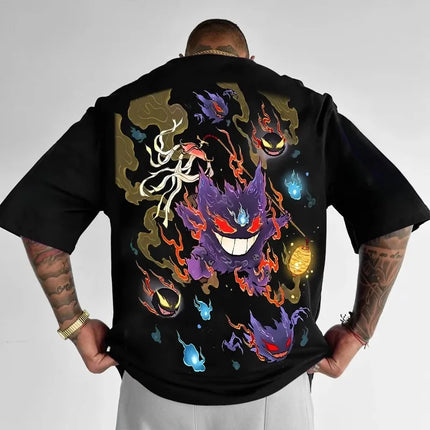 Pokémon Anime 2025 Summer Men's Harajuku T-Shirt Streetwear Cool Printed Loose Fit Casual Outdoor Short Sleeve Parent Child Top