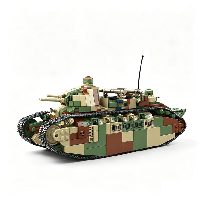 Military World War CHAR 2C Heavy Tank MOC Building Blocks Armored Vehicle Sets With Soldier FiguresToys Brick Holiday Gifts