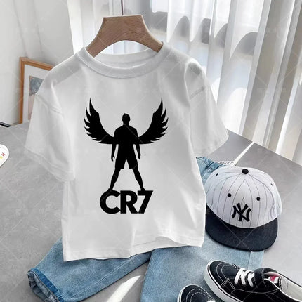 New Summer CR7 Print Cotton Boys Girls T-shirt Cristiano Ronaldo Clothing Fashion Outdoor Casual Fashion Sports Tees Top T-shirt