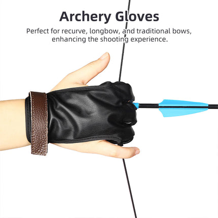 Archery Gloves and Bow Release Gloves PU Leather and Cowhide 3-Finger Guard S-XL for Men Women Child Youth Archery Glove Bow Glo