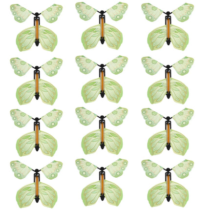 12PCS Magic Flying Butterflies Wind Up Toy Bookmark Greeting Rubber Band Powered Magic Prop,Surprise Gift Wedding,Birthday,Party