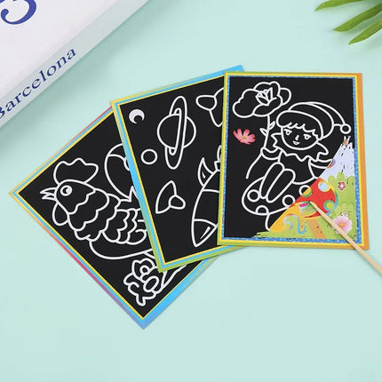 10pcs Children Scratch Montessori Painting Drawing Toys DIY Paper Cartoon Art Education Montessori Children Kids Baby Toy Gifts
