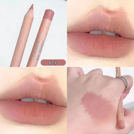 1Pc Wood Matte Lip Liner No Color Outline Lip Lipstick Pen Long-Lasting Easy To Sharpener Perfect Lip Contour Lipstick Pencil
