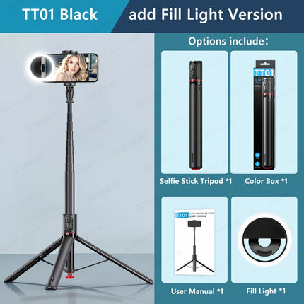 Auto Pop-Up Tripod Portable 70-Inch All-in-one Selfie Stick, Foldable Phone Holder with Bluetooth Remote for iPhone Android