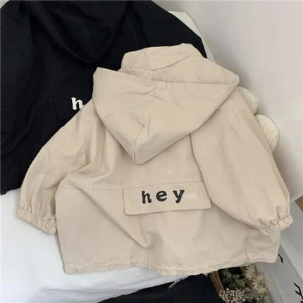 2025 New Spring Boys Girls Hooded Jacket Children Toddler Autumn Cartoon Zipper Shirt Fall Baby Boy Letters Fashion Clothing